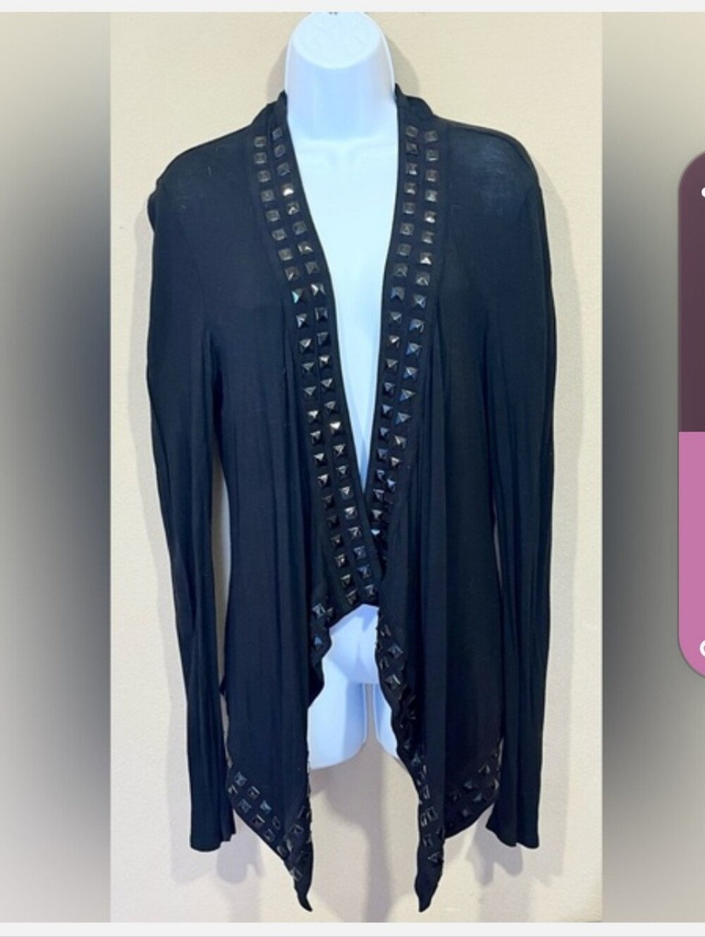 Guess Black Open-Front Cardigan with Stud Trim